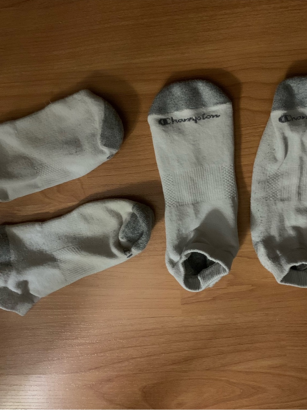 Champion White Low-Cut Athletic Socks with Gray Accents
